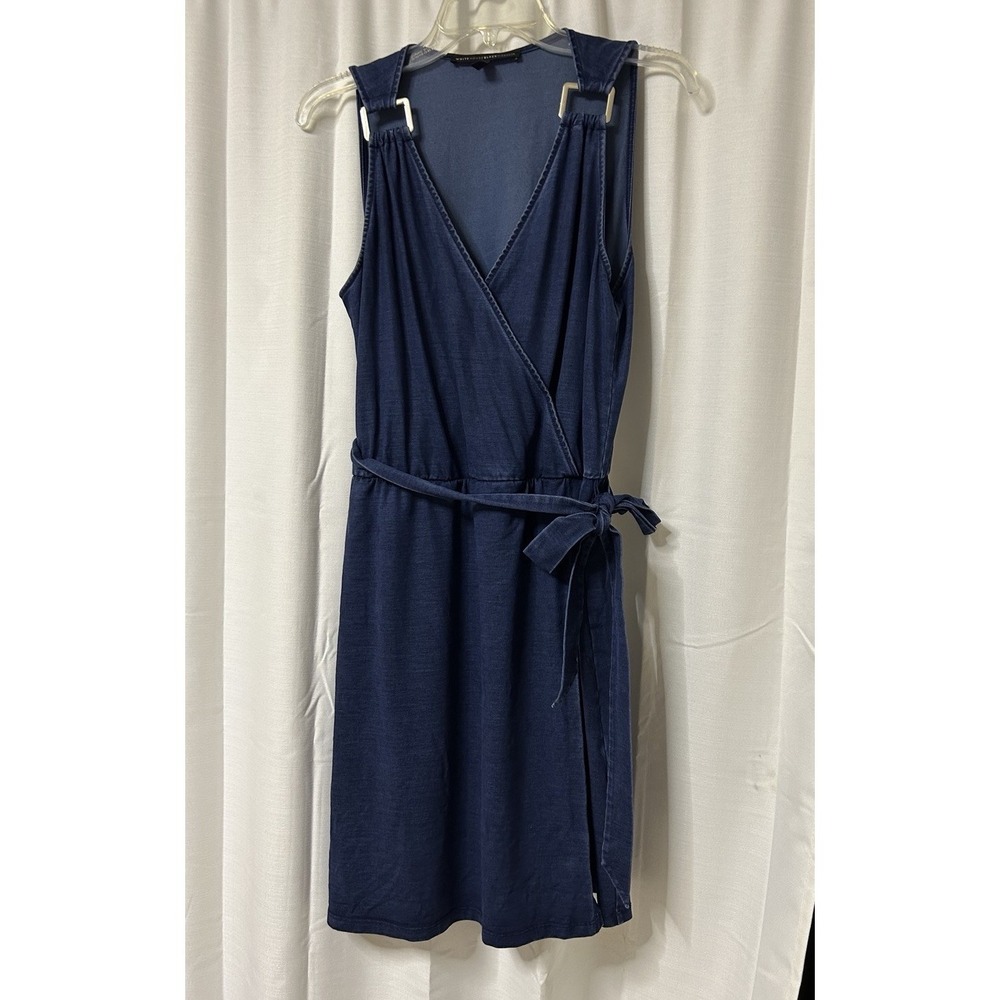 White House Black Market Indigo Blue Mini Wrap Dress 8